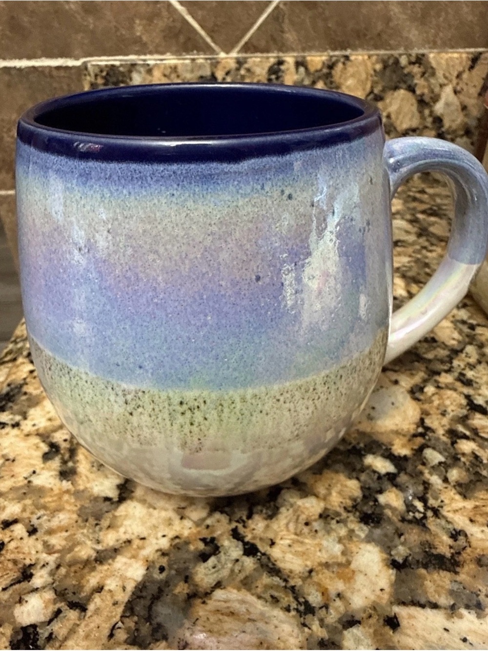 1 Meritage Blue Luster Reactive Glaze Stoneware Iridescent Mug Large